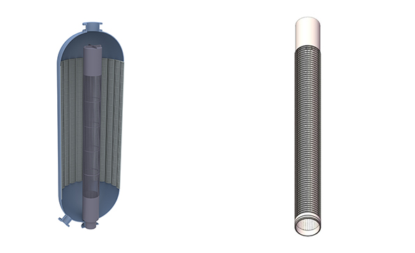 wedge wire center pipe, inner screen for radial flow reactor
