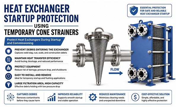 Heat Exchanger Startup Protection Using Temporary Cone Strainers